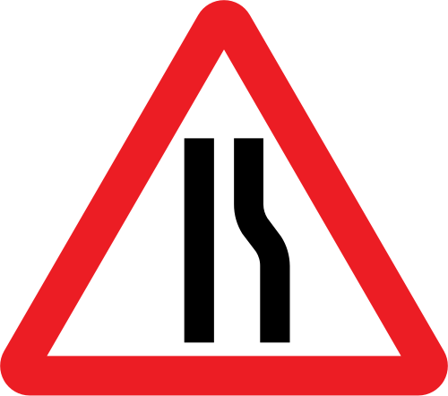 Road narrows on the right