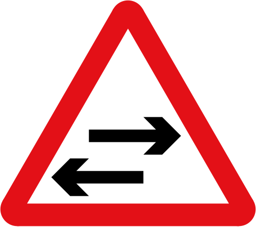 Two-way traffic crosses ahead