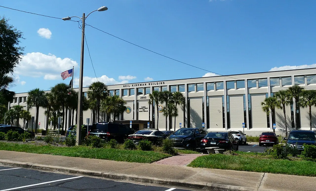 The Neil Kirkman Building on Apalachee Parkway in Tallahassee, headquarters of the Florida Department of Highway Safety and Motor Vehicles