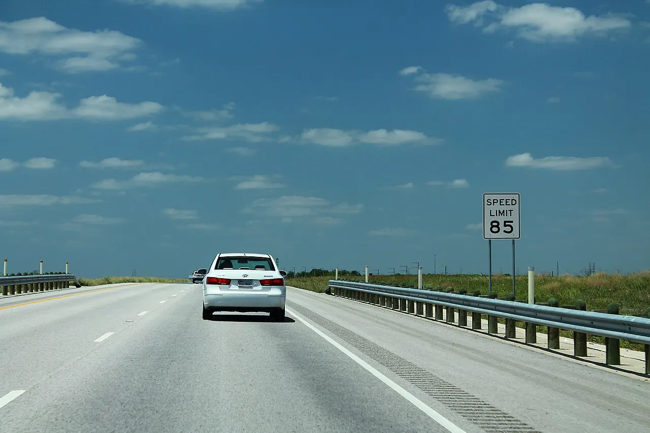Speed limit 85 sign beside Texas State Highway 130