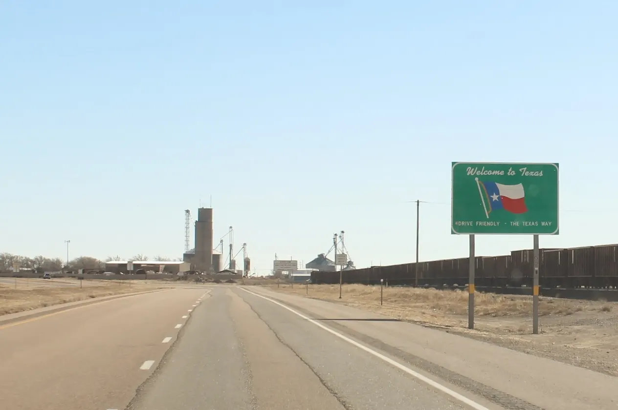Welcome to Texas sign beside US Highway 87 near Texline, Texas