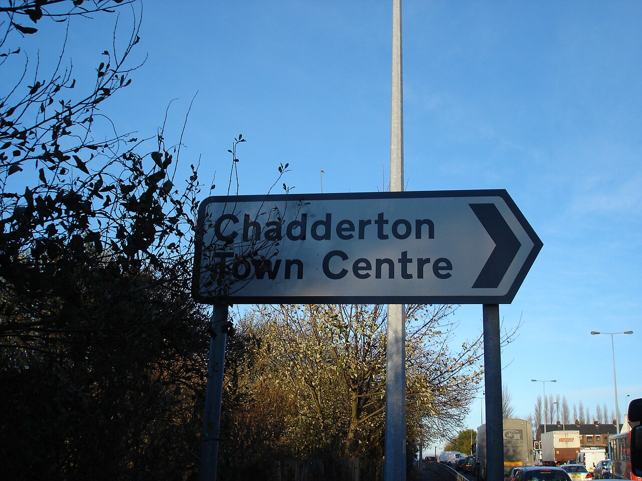 Chadderton town centre in Greater Manchester, showing typical northern UK town streets where driving lesson rates sit well below the national average