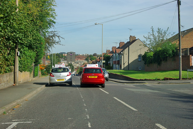 Driving school cars lined up at Warley Hill, with peak autumn demand meaning many learners face months of waiting for a practical test date