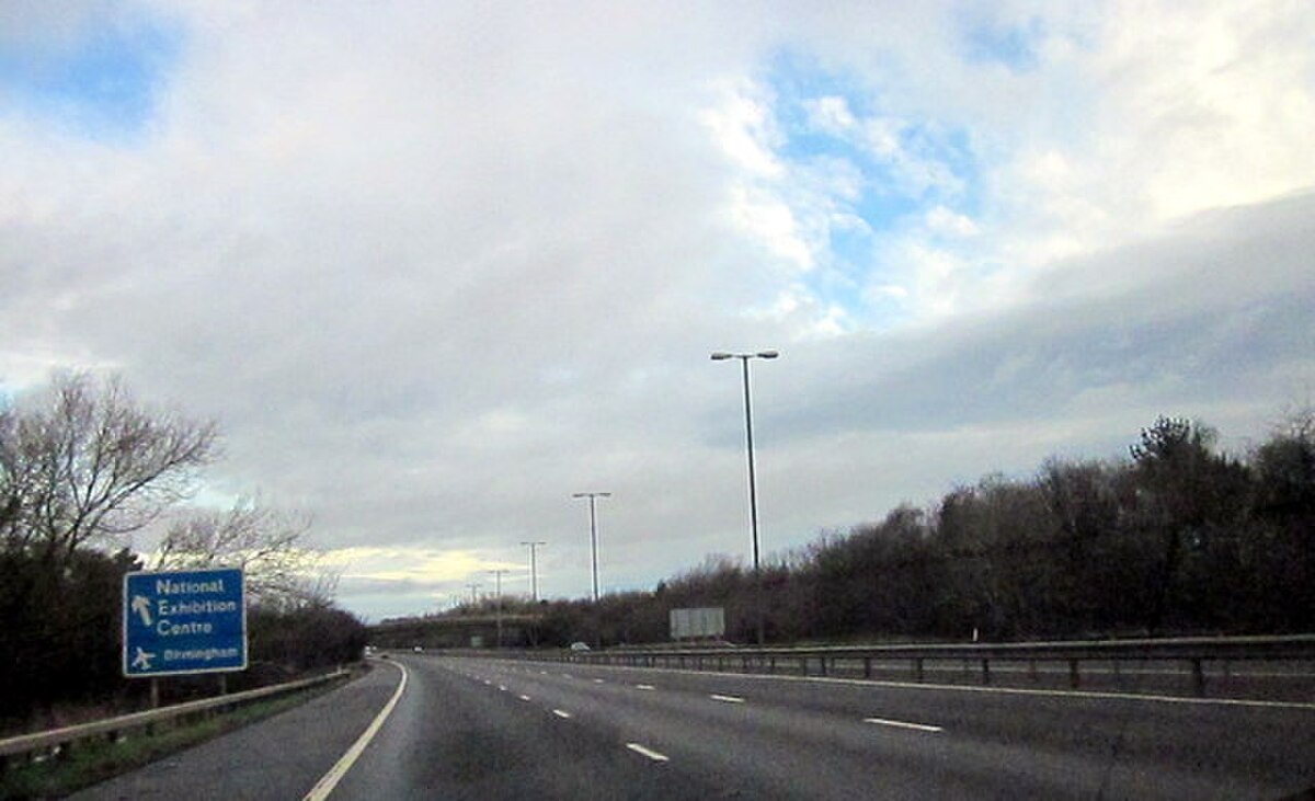 A West Midlands motorway interchange, illustrating the M6/M42/A38 commuter pressure that shapes Birmingham peak hours