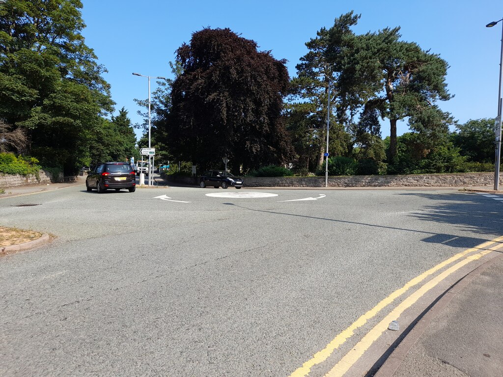 A UK mini-roundabout junction, typical of urban test routes