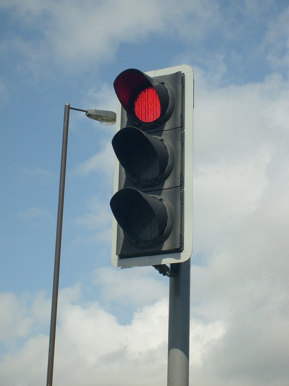 A modern British LED traffic light