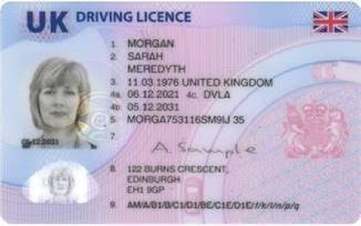 The provisional UK driving licence that must be brought to the test centre, in physical card form